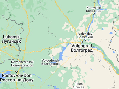 Map showing location of Surovikino (48.60734, 42.84621)