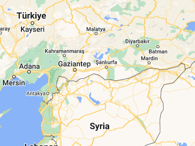 Map showing location of Suruç (36.97614, 38.42495)