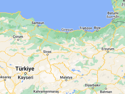Map showing location of Suşehri (40.16444, 38.08667)