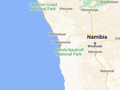 Map showing location of Swakopmund (-22.68333, 14.53333)
