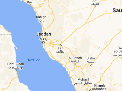 Map showing location of Ta’if (21.27028, 40.41583)