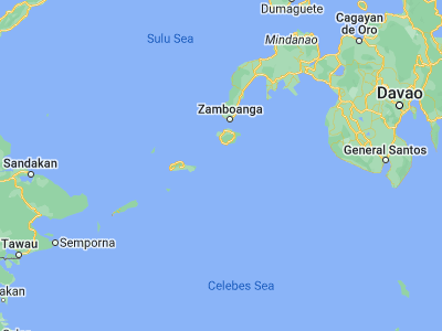 Map showing location of Tabiauan (6.02806, 121.89355)