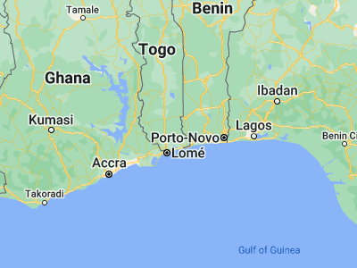 Map showing location of Tabligbo (6.58333, 1.5)