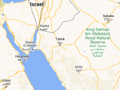Map showing location of Tabūk (28.38333, 36.58333)