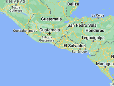 Map showing location of Tacuba (13.90111, -89.92972)