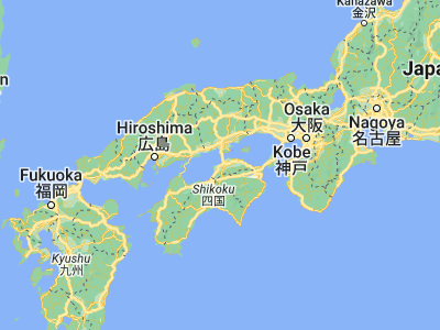 Map showing location of Tadotsu (34.275, 133.75)