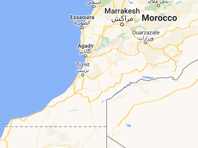 Map showing location of Tafraout (29.72449, -8.9747)