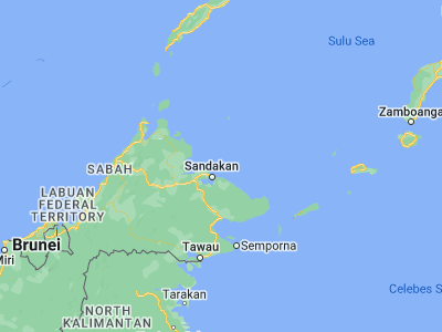 Map showing location of Taganak (6.08333, 118.3)