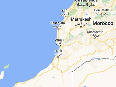 Map showing location of Taghazout (30.54259, -9.71115)