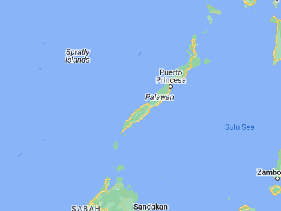 Map showing location of Tagusao (9.19238, 117.8141)