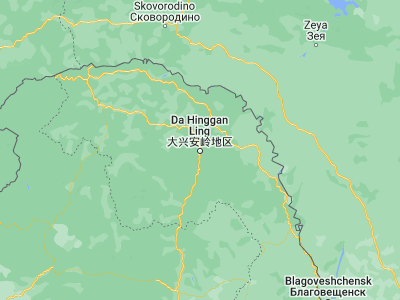 Map showing location of Tahe (52.33333, 124.73333)