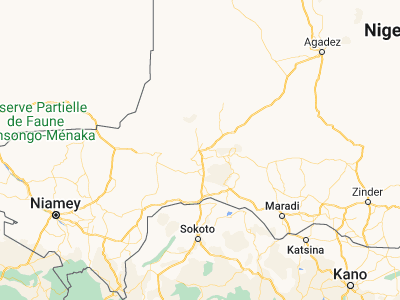 Map showing location of Tahoua (14.8888, 5.2692)