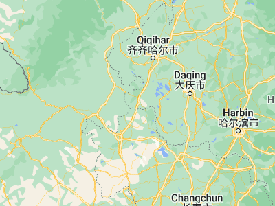 Map showing location of Tailai (46.38333, 123.4)