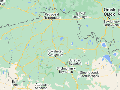 Map showing location of Taiynsha (53.84796, 69.76773)