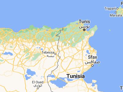 Map showing location of Tajerouine (35.89174, 8.55276)
