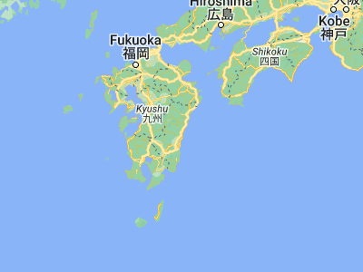 Map showing location of Takanabe (32.13333, 131.5)