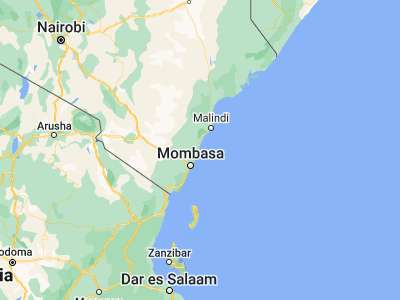 Map showing location of Takaungu (-3.68367, 39.85662)
