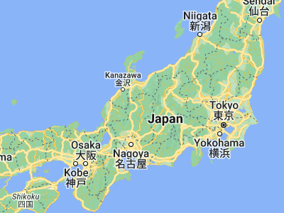 Map showing location of Takayama (36.13333, 137.25)