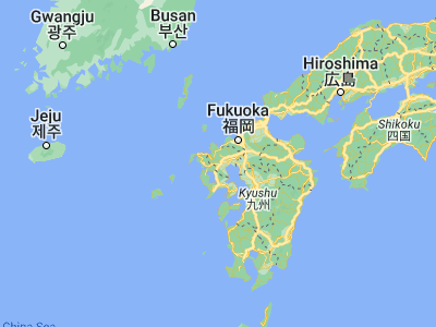 Map showing location of Takeo (33.2, 130.01667)