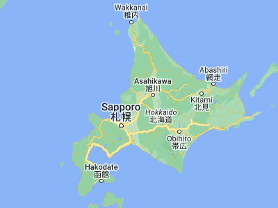 Map showing location of Takikawa (43.55278, 141.90639)