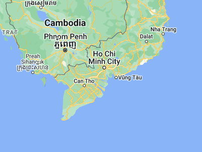 Map showing location of Tầm Vu (10.44321, 106.46674)