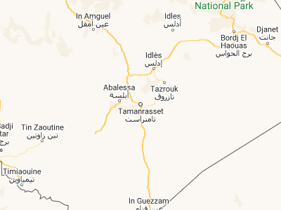 Map showing location of Tamanrasset (22.785, 5.52278)