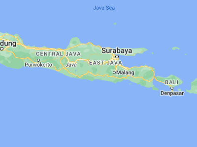 Map showing location of Tambakrejo (-8.011, 111.9641)