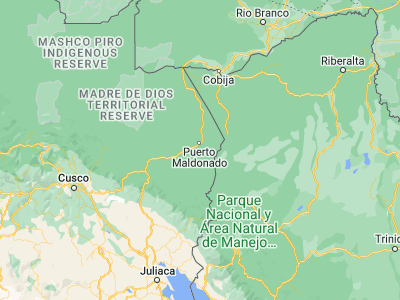 Map showing location of Tambopata (-12.73333, -69.18333)