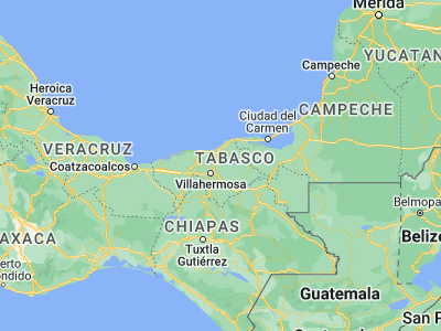 Map showing location of Tamulté de las Sabanas (18.16221, -92.78383)