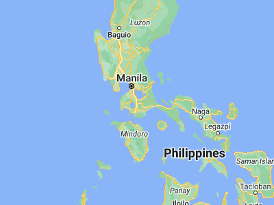 Map showing location of Tanauan (14.08627, 121.14975)