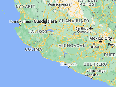 Map showing location of Tancítaro (19.33766, -102.36231)