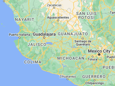 Map showing location of Tanhuato de Guerrero (20.28583, -102.32974)