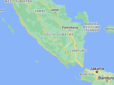 Map showing location of Tanjungagung (-3.93333, 103.8)