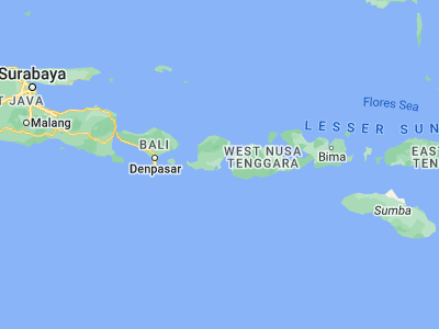Map showing location of Tanjungluar (-8.7752, 116.5177)