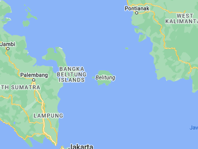 Map showing location of Tanjungpandan (-2.75, 107.65)