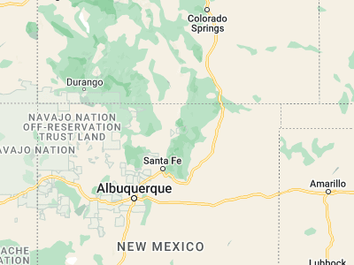 Map showing location of Taos (36.40725, -105.57307)