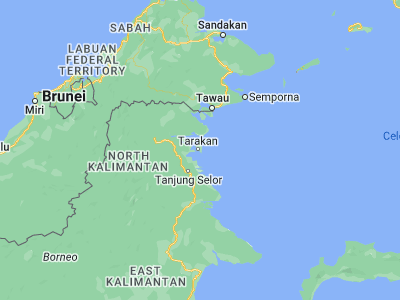 Map showing location of Tarakan (3.3, 117.63333)