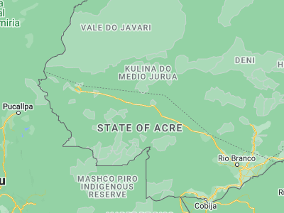 Map showing location of Tarauacá (-8.16139, -70.76556)