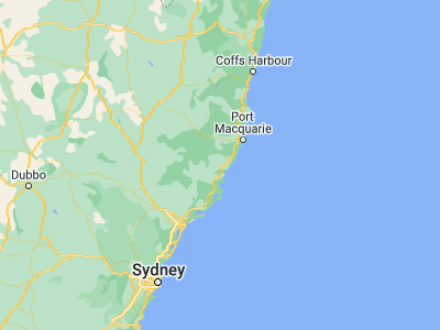 Map showing location of Taree (-31.91099, 152.45387)
