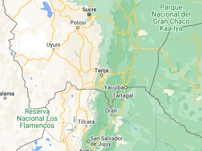 Map showing location of Tarija (-21.53549, -64.72956)