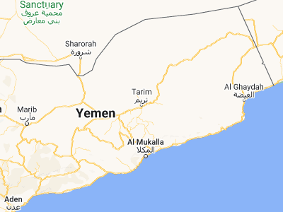 Map showing location of Tarīm (16.05694, 48.99889)