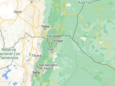 Map showing location of Tartagal (-22.51636, -63.80131)
