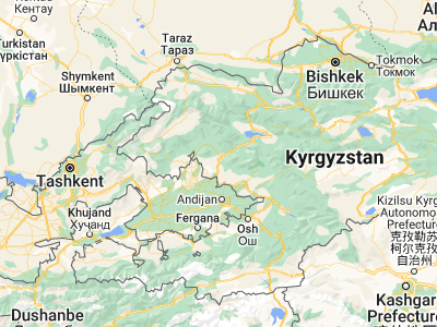 Map showing location of Tash-Kumyr (41.34612, 72.21708)