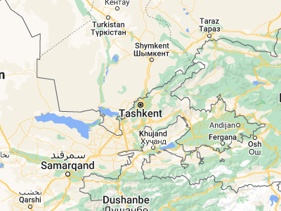 Map showing location of Tashkent (41.26465, 69.21627)