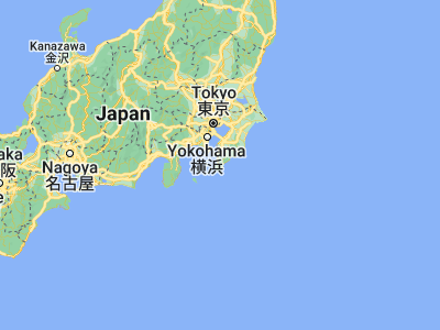 Map showing location of Tateyama (34.98333, 139.86667)