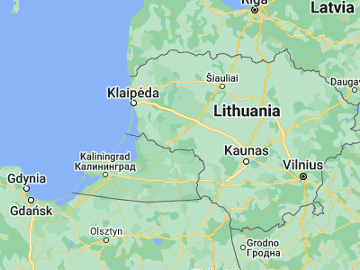 Map showing location of Tauragė (55.25222, 22.28972)