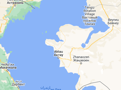 Map showing location of Taūshyq (44.34678, 51.34932)