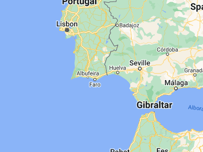 Map showing location of Tavira (37.12734, -7.64861)