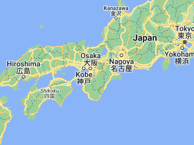 Map showing location of Tawaramoto (34.55, 135.8)