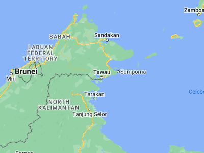Map showing location of Tawau (4.2498, 117.8871)